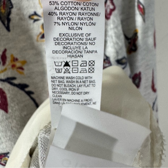 Lucky Brand Chiffon Trim Waffle Knit Floral Top - Picture 9 of 10